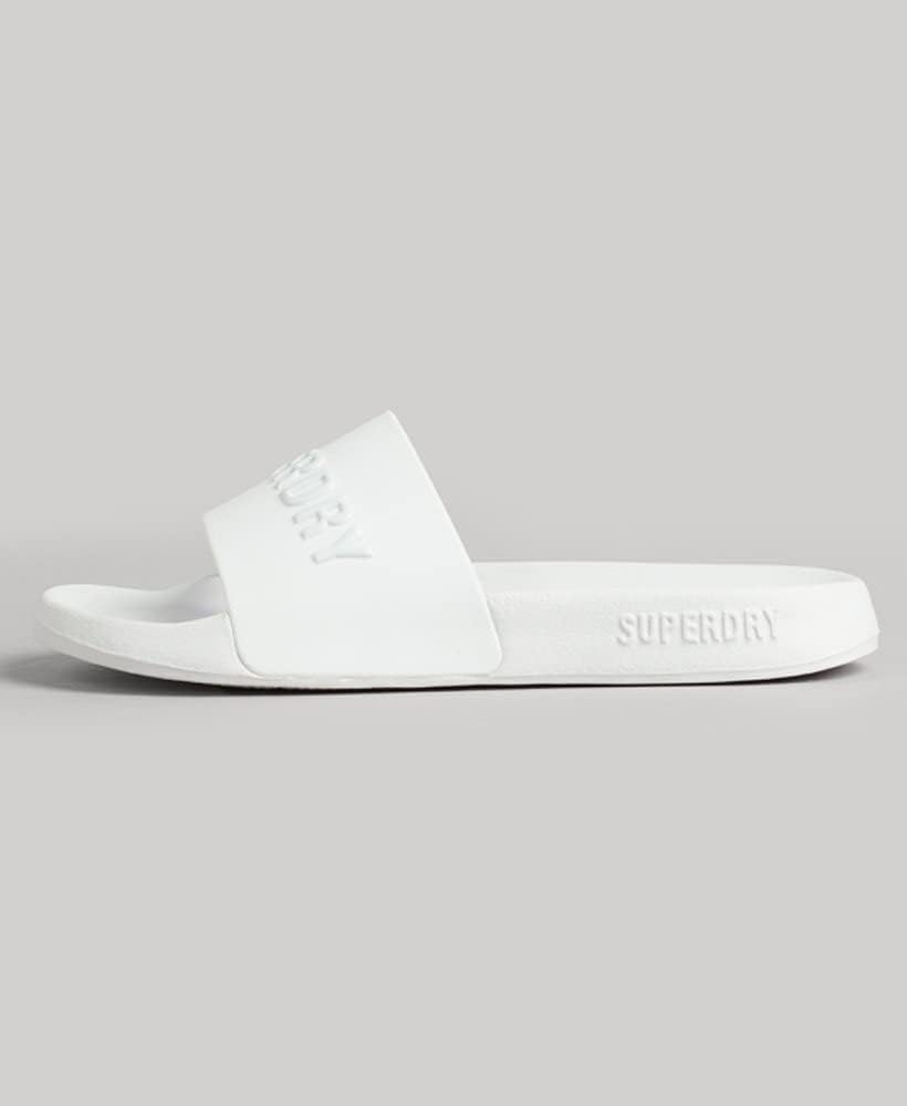 Superdry Damen Code Logo Vegan Pool Slide Flipflop L Weiss Metallic Rosé, L Weiss Metallic Rosé