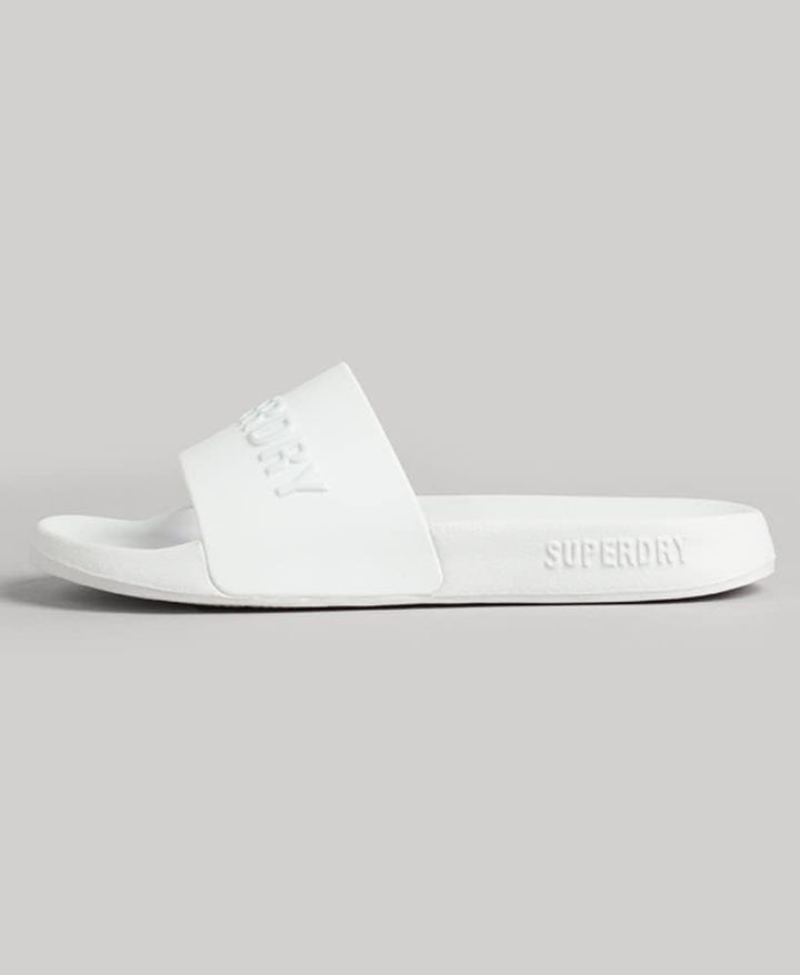 Superdry Damen Code Logo Vegan Pool Slide Flipflop L Weiss Metallic Rosé, L Weiss Metallic Rosé