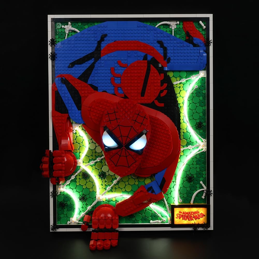 Kyglaring Kompatibel mit Lego Art The Amazing Spider-Man Poster 31209 Bausteine, Beleuchtungszubehör
