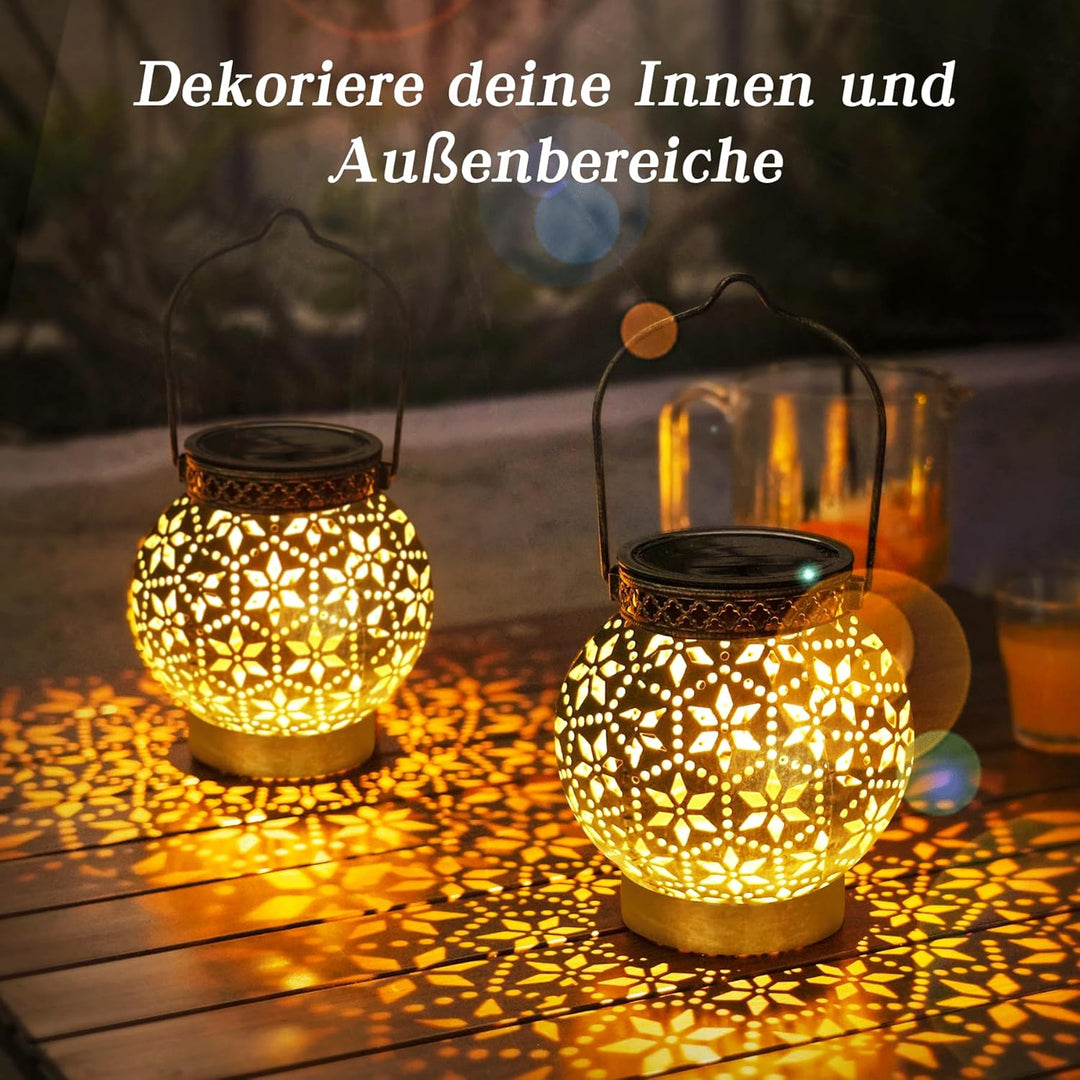 4 Stück Solarlampen für Aussen Garten (Bronze), Metall Solarlaterne für Aussen Retro Balkon Deko, IP