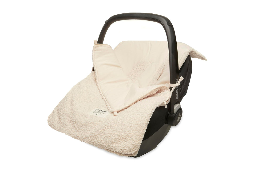 Jollein Fusssack Boucle Naturel - Teddy - Für Babyschale Kinderautositz Gruppe 0+ und Kinderwagen -