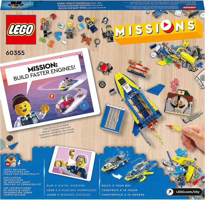 LEGO 60355 City Detektivmissionen Der Wasserpolizei, Interaktives Abenteuer-Spielset Mit Boot Und 4