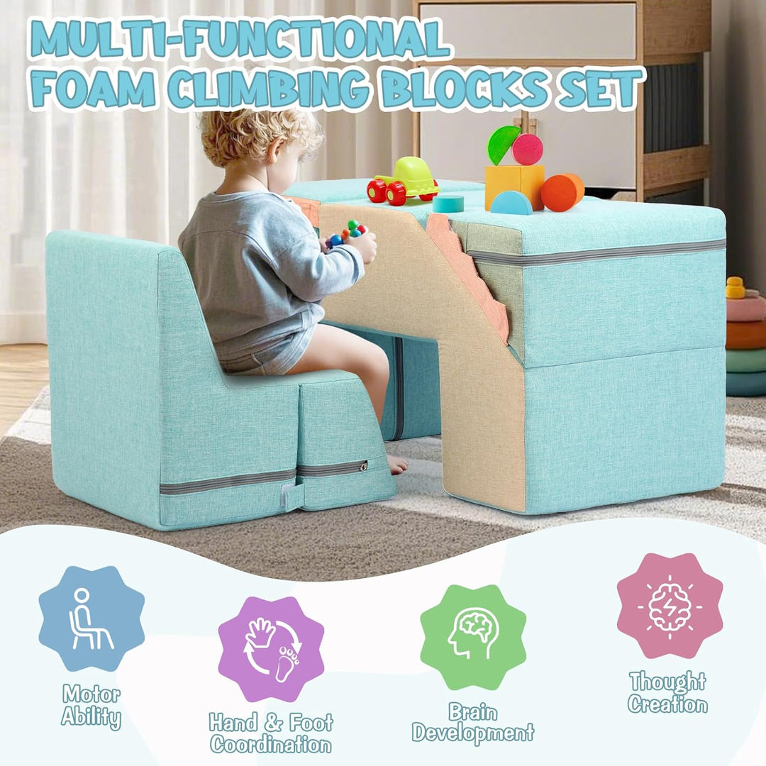 Asweets Kinder 4-in-1 Schaumstoff Bausteine, Grossbausteine Schaumstoff-Kletterblöcke, Kinder Montes