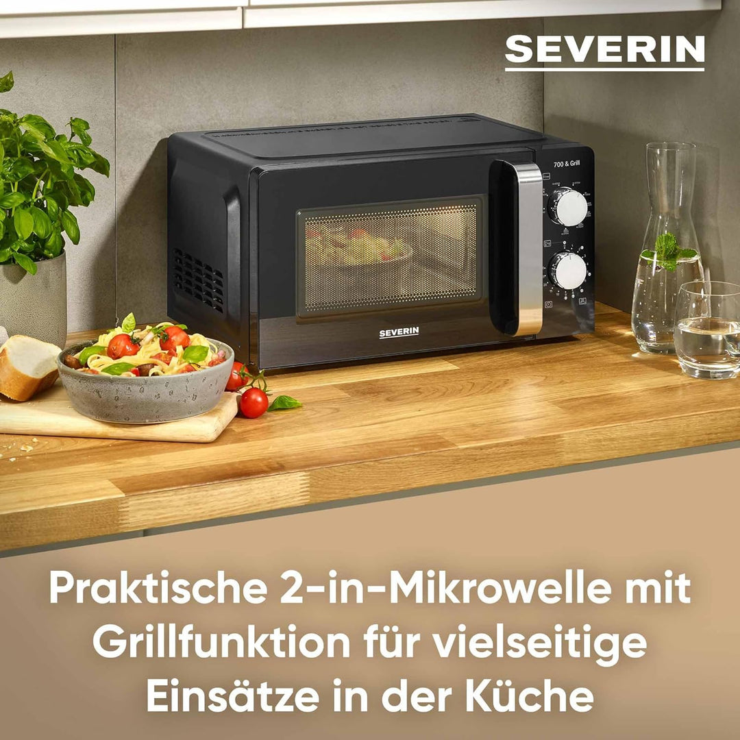 SEVERIN 2-in-1 Mikrowelle mit Grill 700 W, 900 W Grill, Grillofen mit 9 Automatikprogrammen, Mikrowe