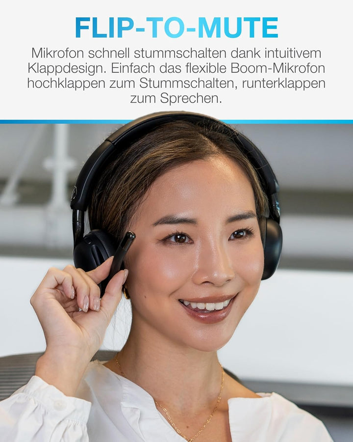 JLab Go Work 3 Bluetooth Headset mit Mikrofon - 70+ h, On-Ear, 18 Stück | USB-C Dongle, Geräuschunte