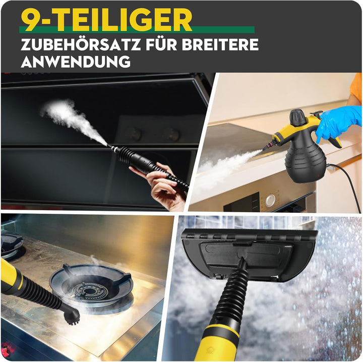 Dampfreiniger, 1050W Hochleistung Dampfreiniger Handgerät, Mit 9 speziellen Fleckenentfernungszubehö
