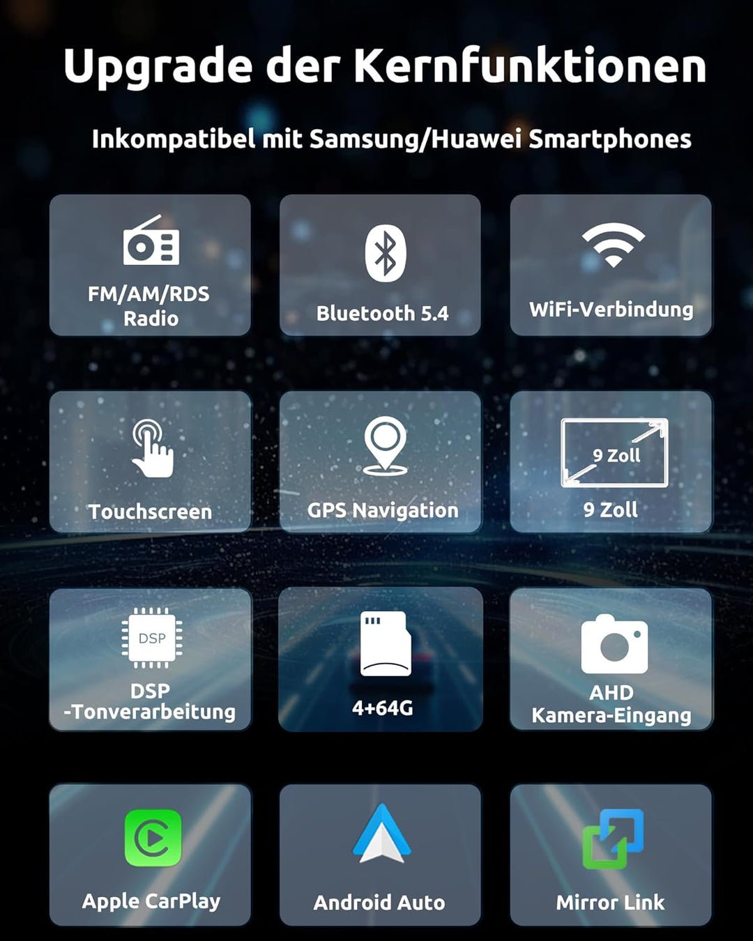 ESSGOO True 4+64G 9 Zoll Autoradio mit Carplay und Android Auto, Android 15 Car Radio Für VW Golf 5
