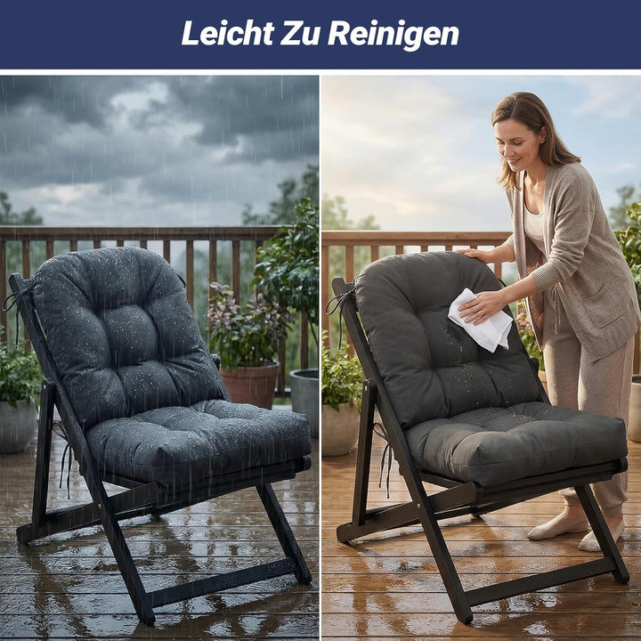 Dicke Outdoor Sitzkissen Stuhl 2 Stück Wasserdichtes (Dunkelgrau) | Erwachsene Stuhlkissen 48*48 mit