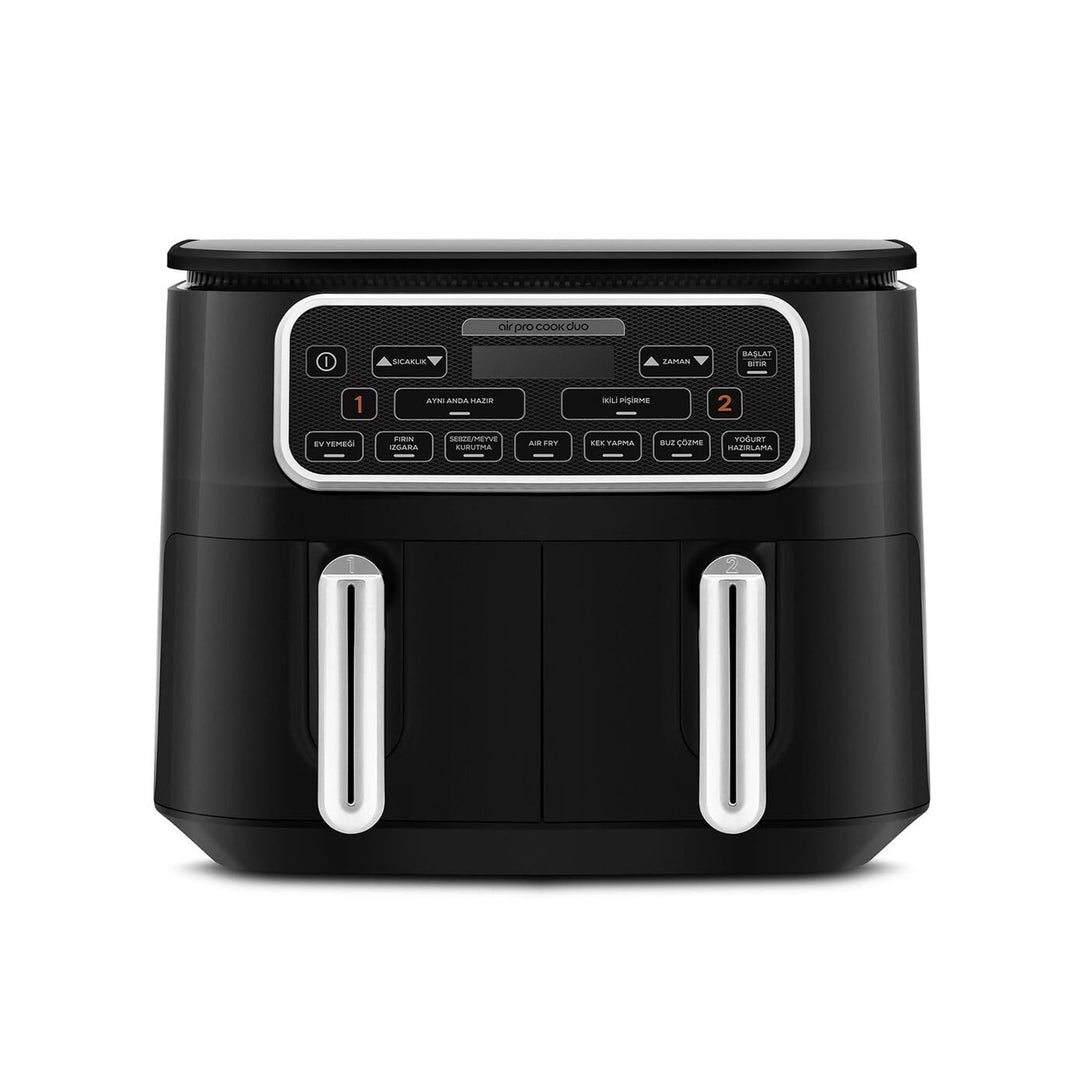 Karaca Air Pro Cook Duo Home Dinner XXXL 8 Liter Airfryer Black Chrome, Black Chrome