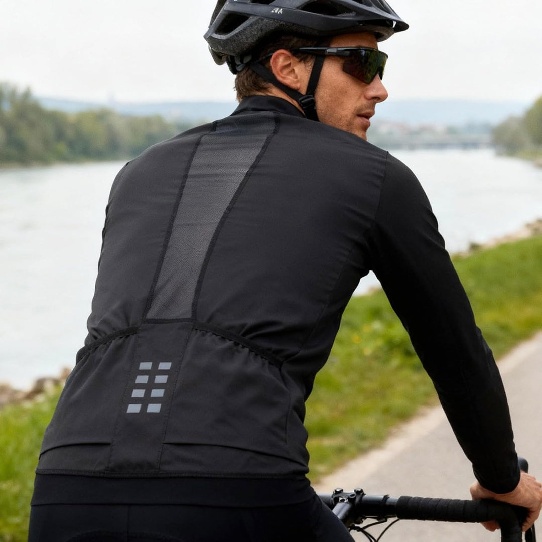 WOSAWE Herren Fahrradweste Leicht Atmungsaktiv ärmellos Laufjacke Winddicht Radweste mit YKK-Reissve