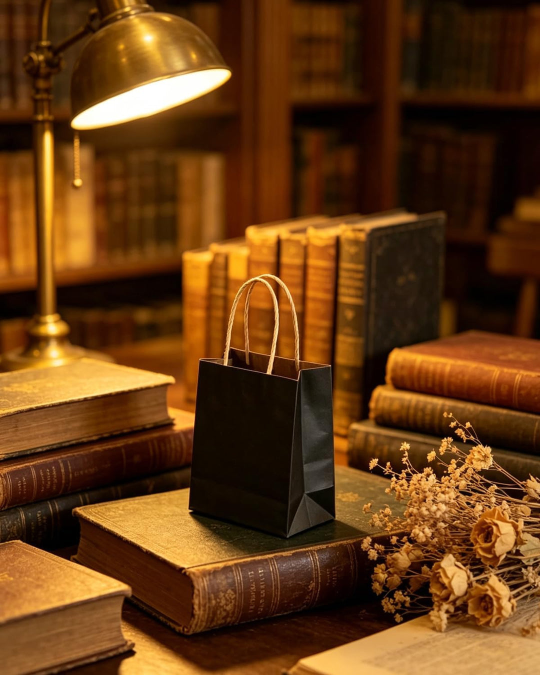 Gcardist 50 Stück Mini-Geschenktüten Schwarz-Geschenktüten aus Papier mit Henkeln–Tasche Partygesche