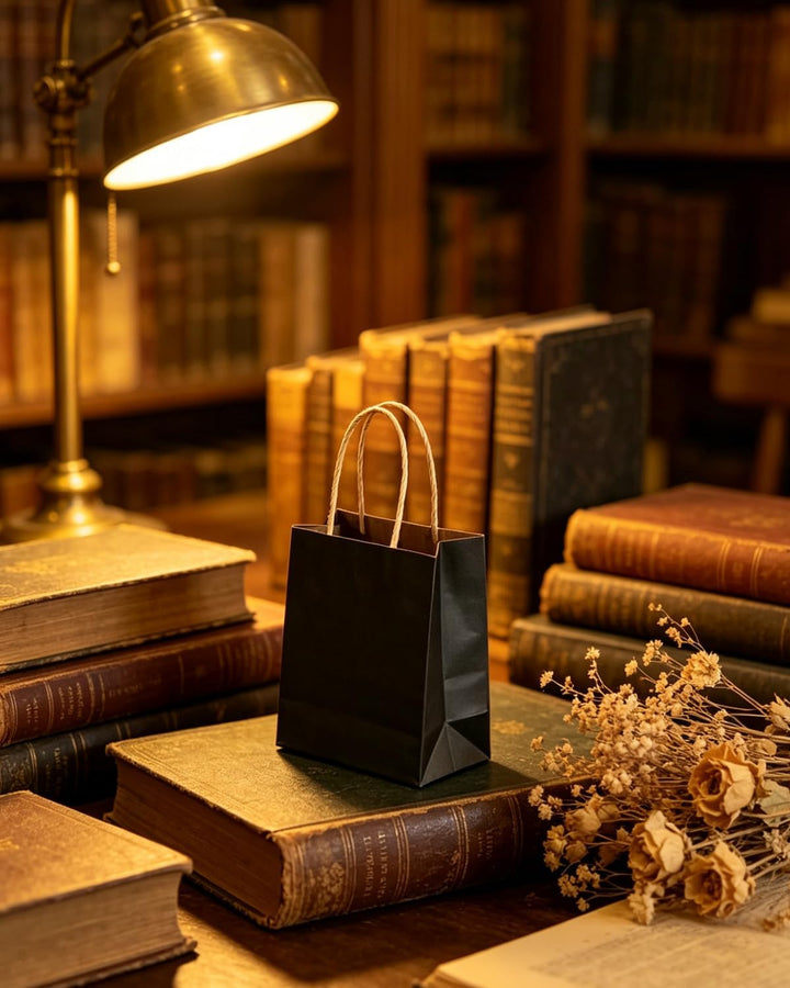 Gcardist 50 Stück Mini-Geschenktüten Schwarz-Geschenktüten aus Papier mit Henkeln–Tasche Partygesche