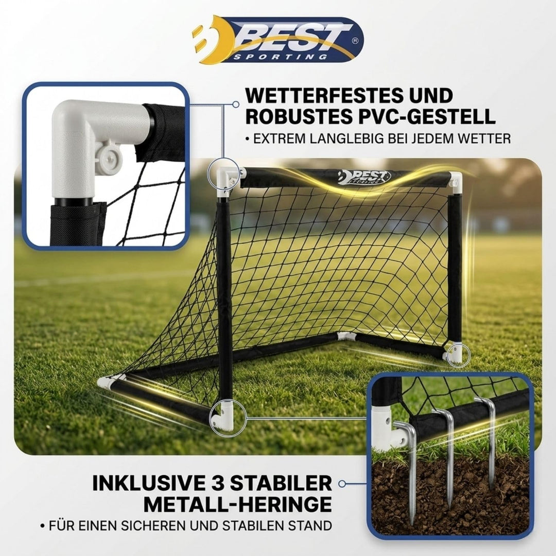 Best Sporting Fussballtor faltbar | Fussballtore für Garten Kinder- wetterfest mit robustem PVC-Gest