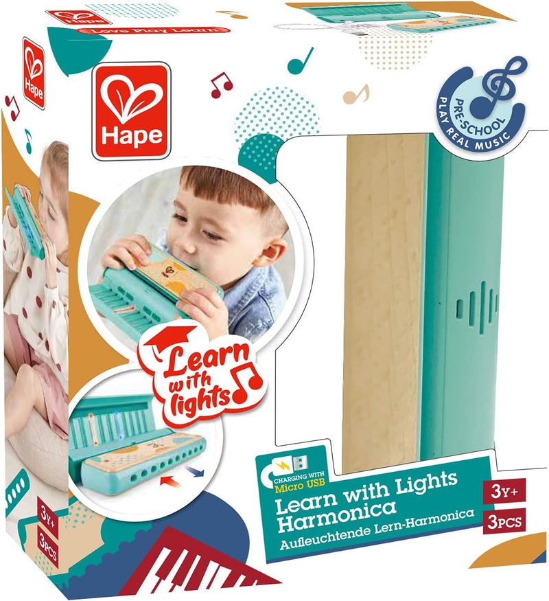 Hape Leuchtende Lern-Harmonica | Mundharmonika Musikspielzeug mit Licht für Kinder | ab 3 Jahren, Bl