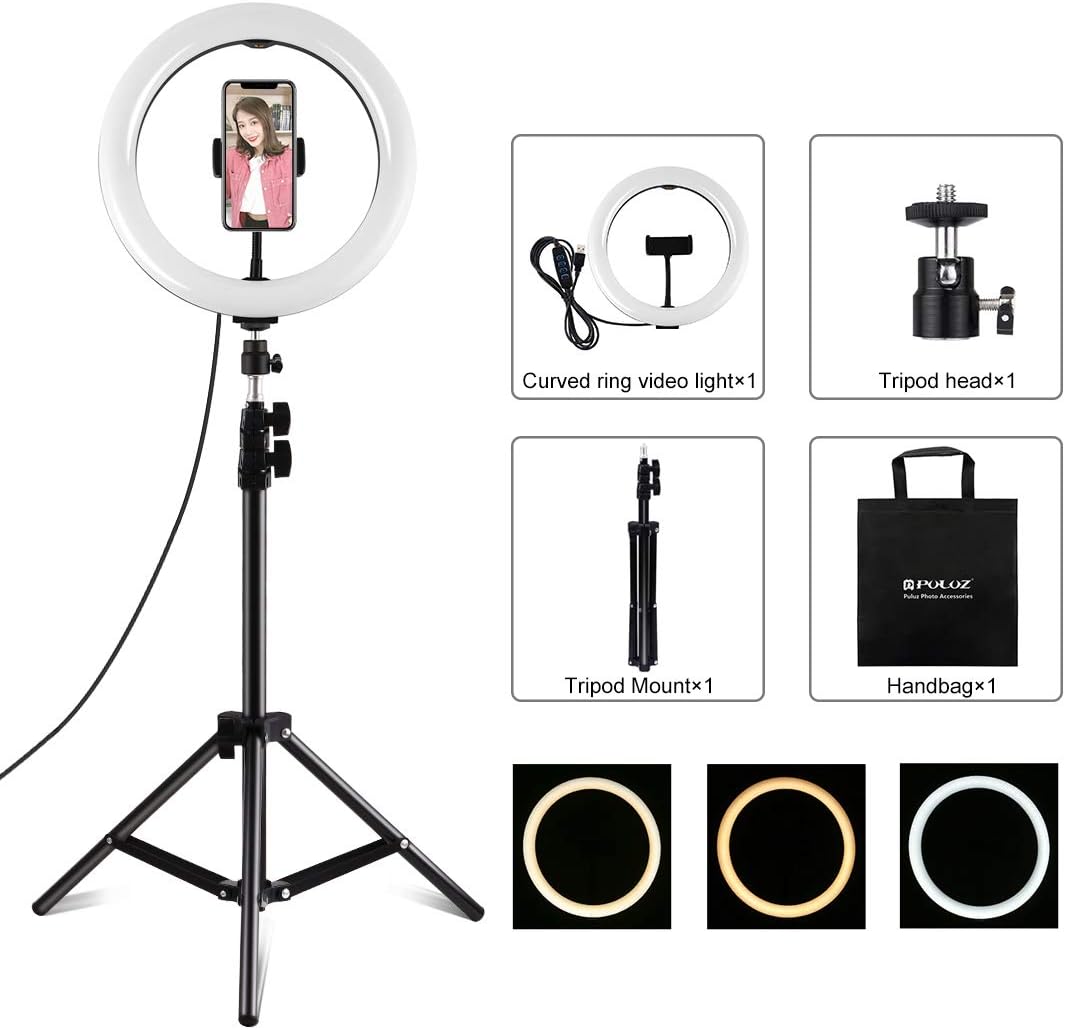 APP Life Ring Light für Selfies 10 Zoll - dreieckige Halterung - 3 Beleuchtungsmodi mit 10 Helligkei