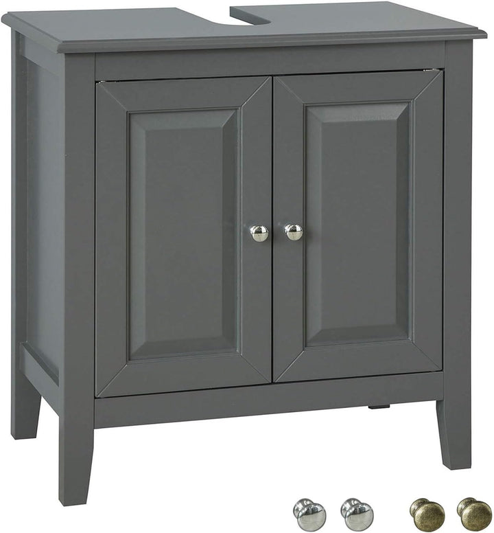SoBuy FRG202-DG Waschbeckenunterschrank Badmöbel Badschrank Waschtisch Unterschrank Dunkelgrau BHT c