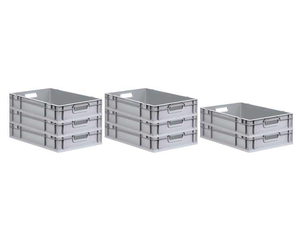 PROREGAL SuperSparSet 8x Eurobox NextGen Grip | HxBxT 12x40x60cm | 23 Liter | Griffe offen | Glatter