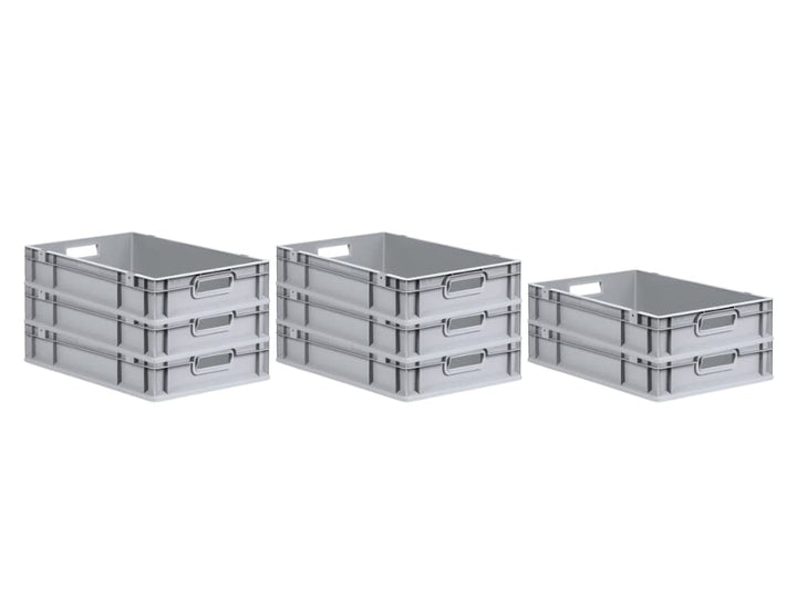 PROREGAL SuperSparSet 8x Eurobox NextGen Grip | HxBxT 12x40x60cm | 23 Liter | Griffe offen | Glatter
