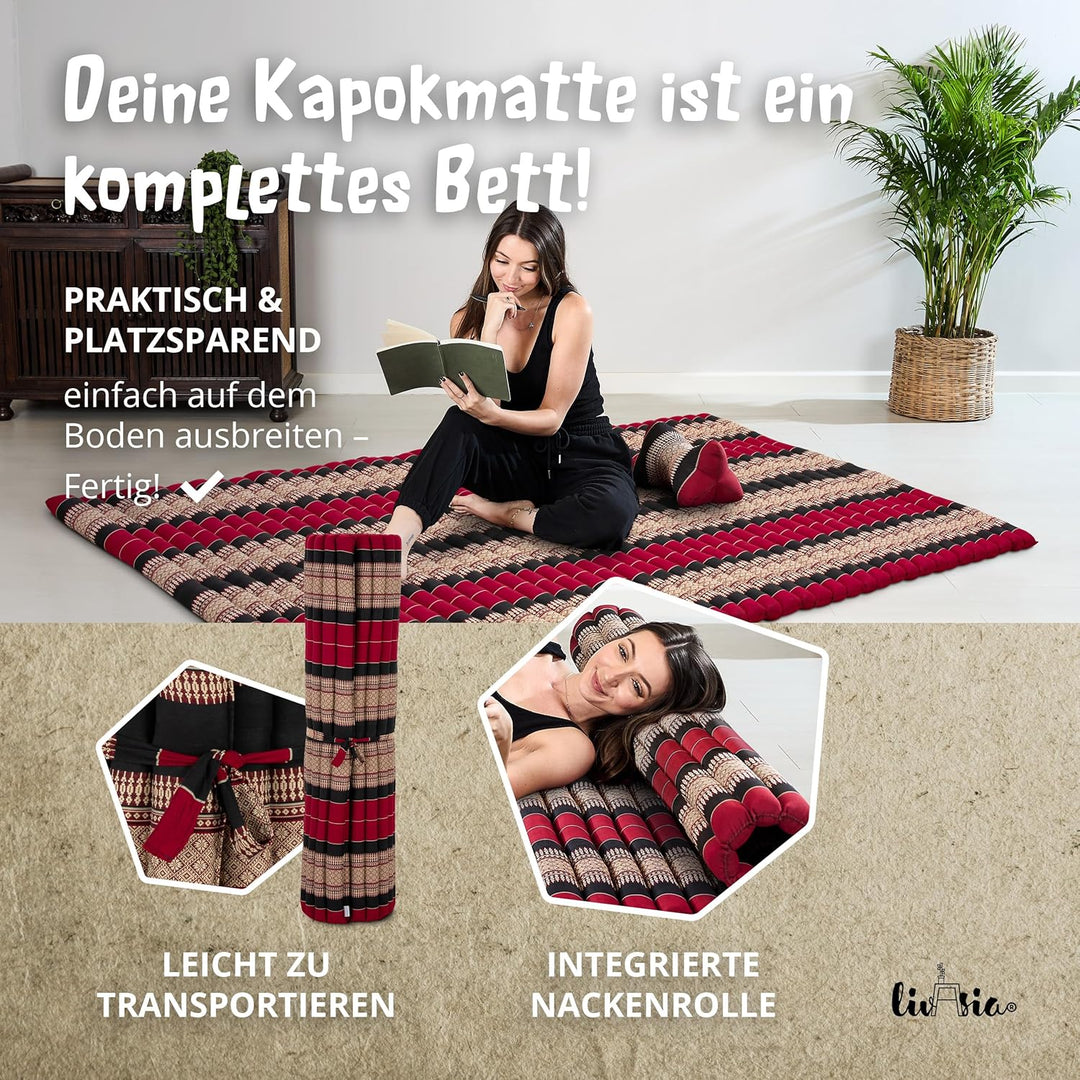 livasia Rollmatte Rollmatratze L-200x110x4,5cm, Gästebett Gästematratze 1 Person, Reisebett Kofferra
