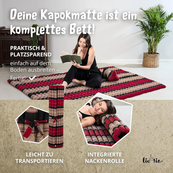 livasia Rollmatte Rollmatratze L-200x110x4,5cm, Gästebett Gästematratze 1 Person, Reisebett Kofferra