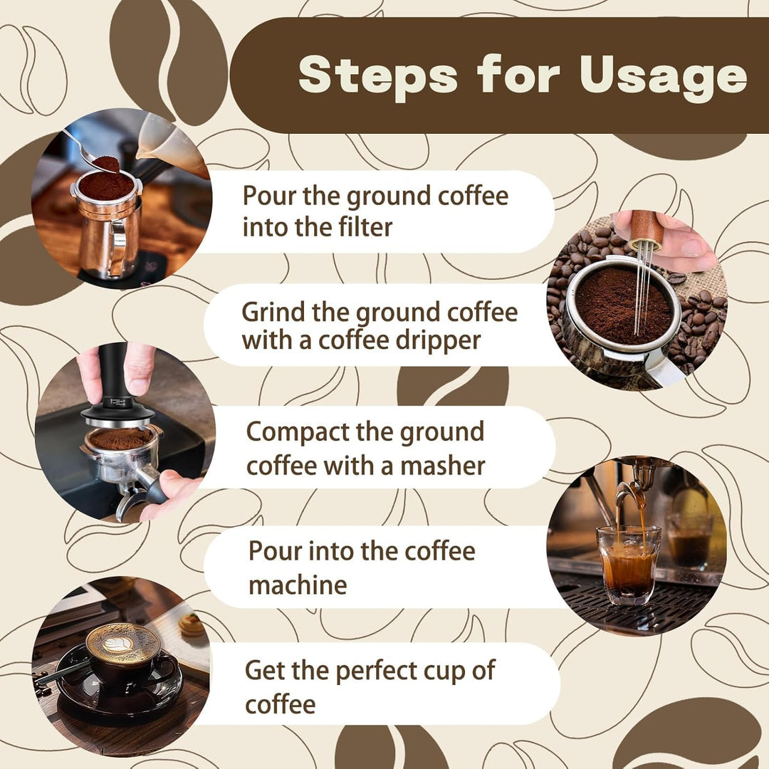 Kaffee Tamper Set 51mm,Espresso Tamper mit Skaleneinstellung, Kaffeerührer Werkzeug,Verteilerwerkzeu