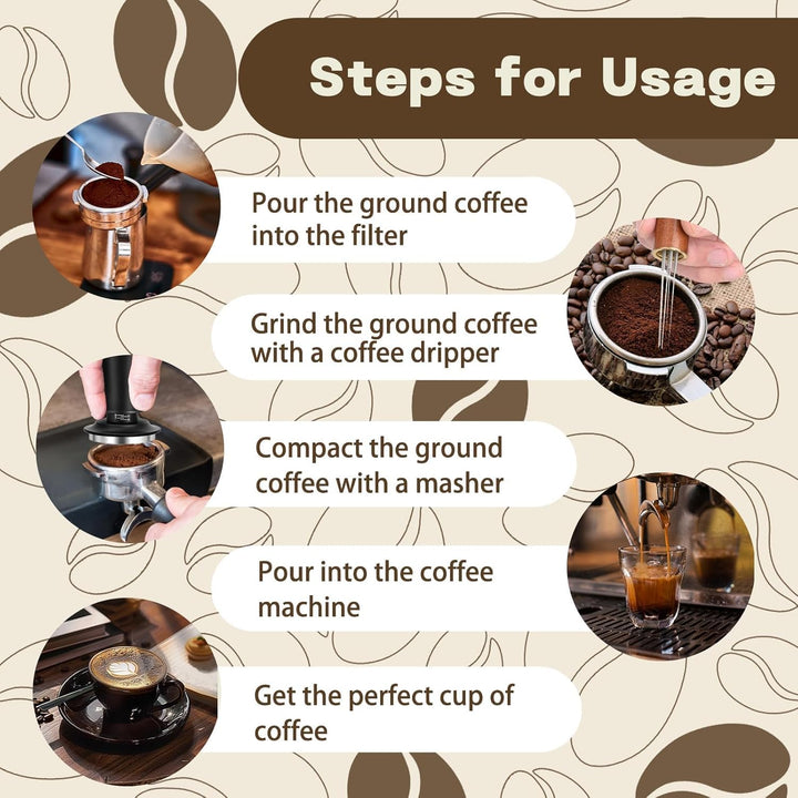 Kaffee Tamper Set 51mm,Espresso Tamper mit Skaleneinstellung, Kaffeerührer Werkzeug,Verteilerwerkzeu