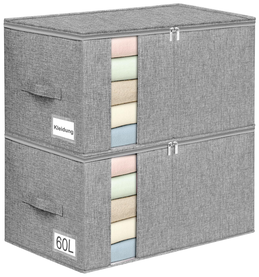 mepure Aufbewahrungsbox mit Deckel Gross, 60L Kleidung Stoffboxen Aufbewahrung mit Stabile Seitenwän
