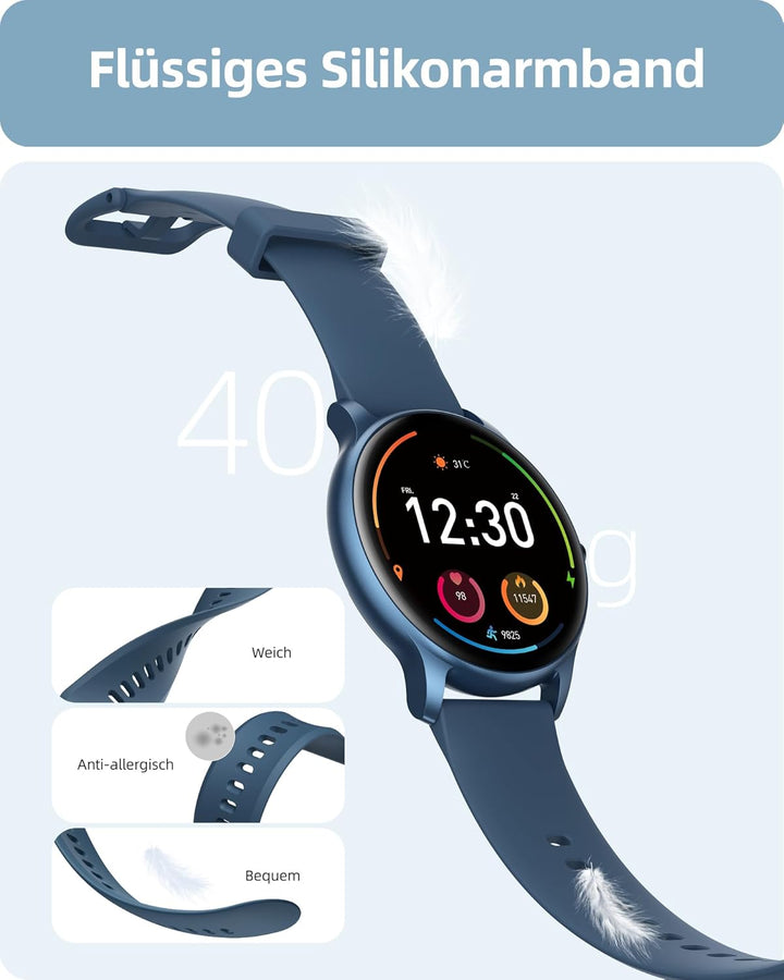 Parsonver Smartwatch Herren Rund mit Telefonfunktion, Fitnessuhr Damen Herren mit 100+ Sportmodi, He