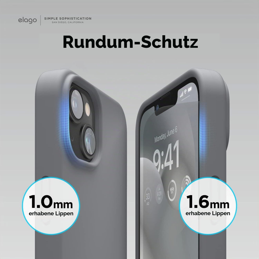 elago Schutzhülle für iPhone 14, Flüssigsilikon, Ganzkörper-Schutzhülle, stossfest, schlanke Handyhü