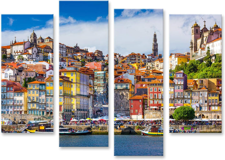 Bild Bilder auf Leinwand Altstadtsilhouette von der Anderen Seite des Douro in Porto Portugal Wandbi