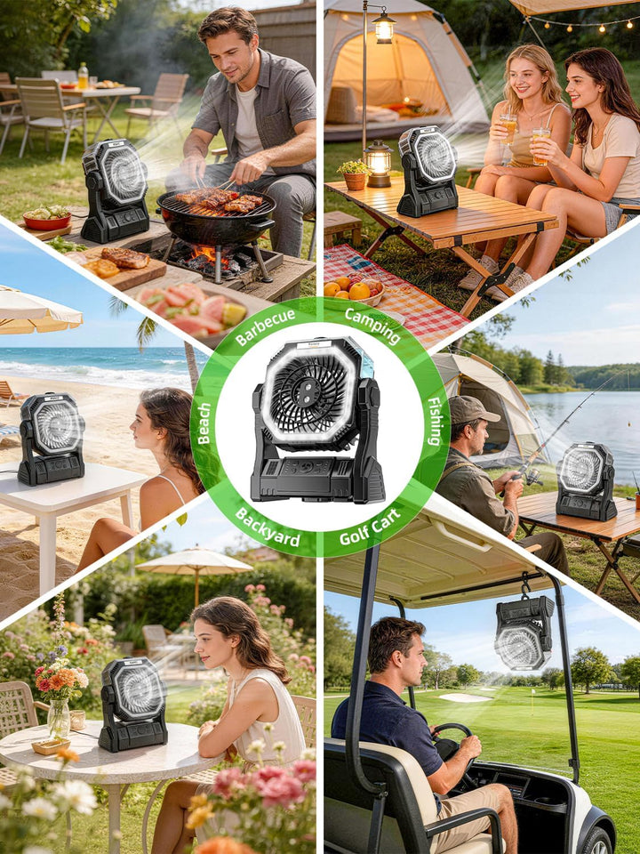 Kssvzz Camping Ventilator mit Sprühnebel, 20000mAh Wiederaufladbarer Tragbarer Akku Ventilator mit 3