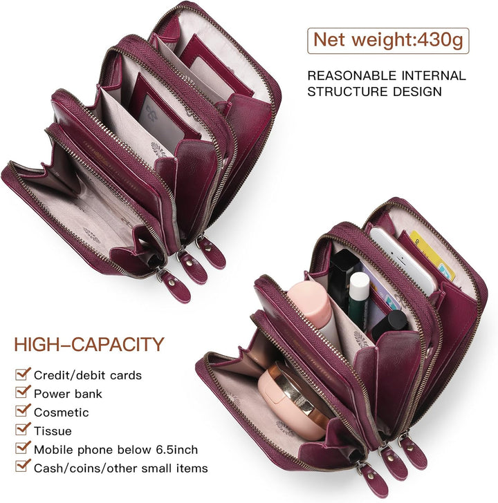 SENDEFN Handytasche zum Umhängen - Handy Umhängetasche Damen Handytasche Leder Handytasche mit Geldb