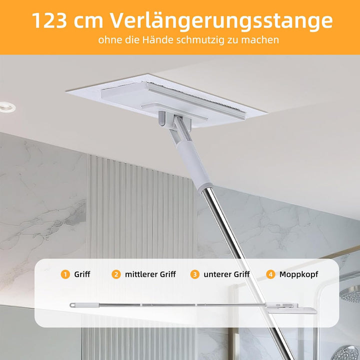 Wischmopp mit Druck-Klemm-System, Bodenwischer mit Automatischen Tuchwechsel, Zero Touch EIN-Knopf-W