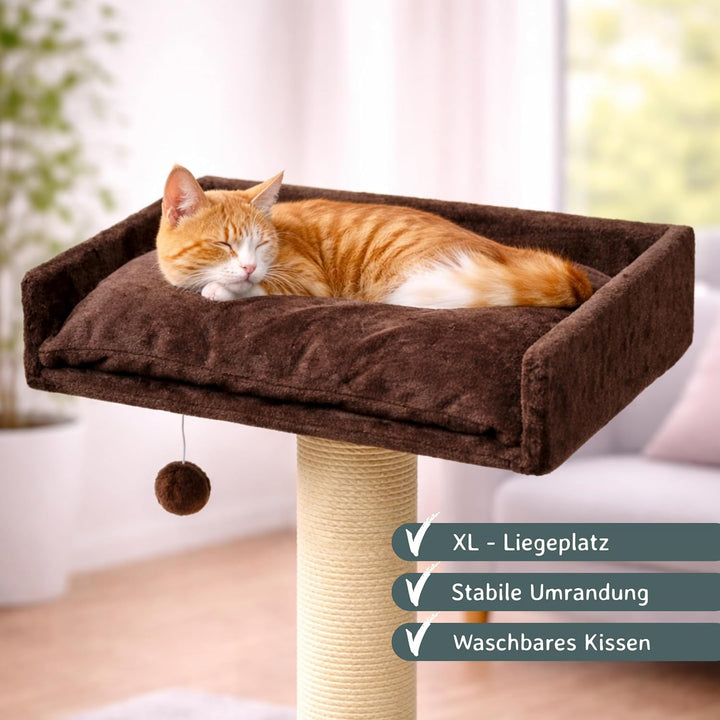 nanook Liegeplatz Top für Katzen-Kratzbaum mit Kissen gross XXL 60x40 cm - braun, braun