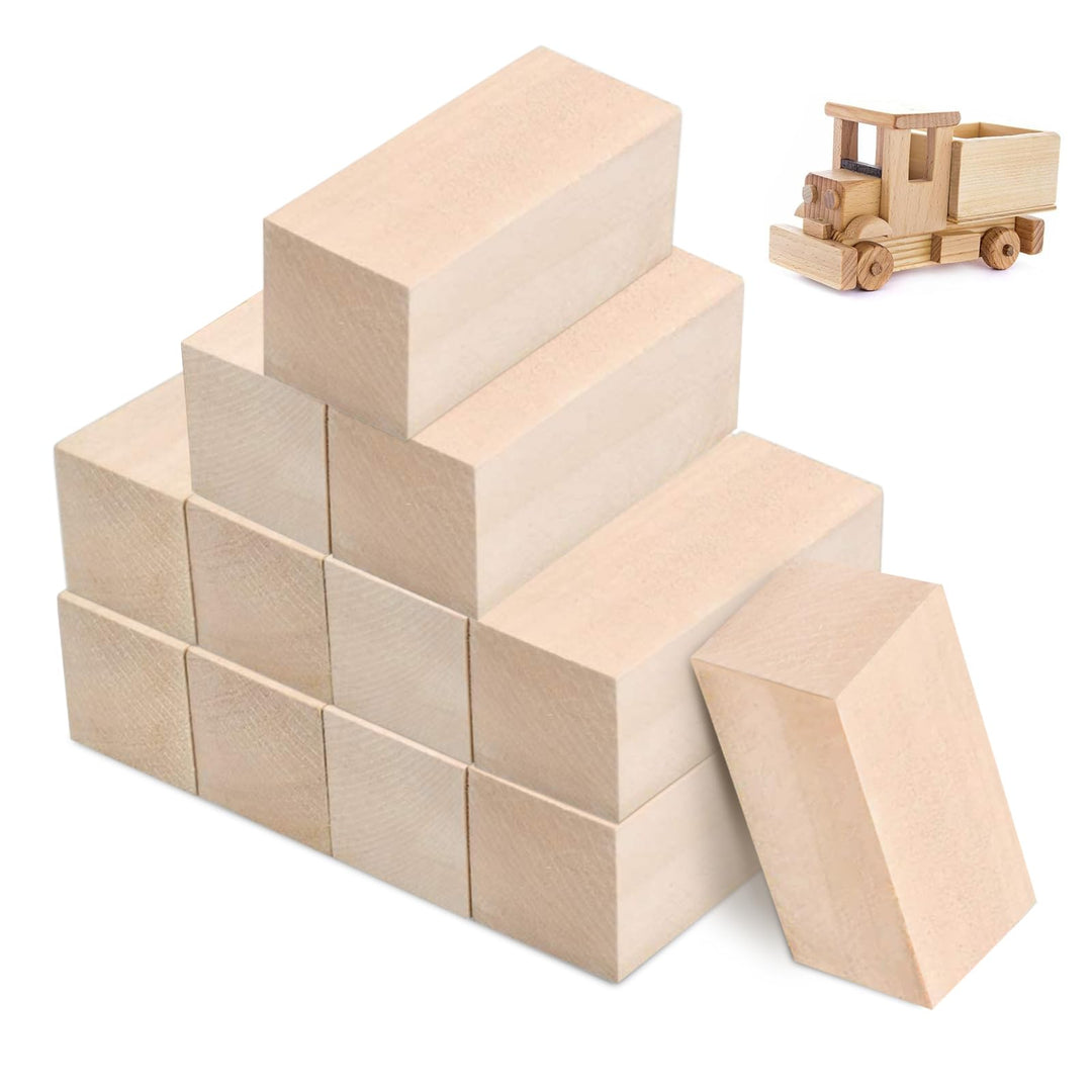 Schnitzholz, 12 Stück Lindenholz Holzblöcke zum Schnitzen, 5x5x10cm DIY Handgeschnitztes Holz, Holzb
