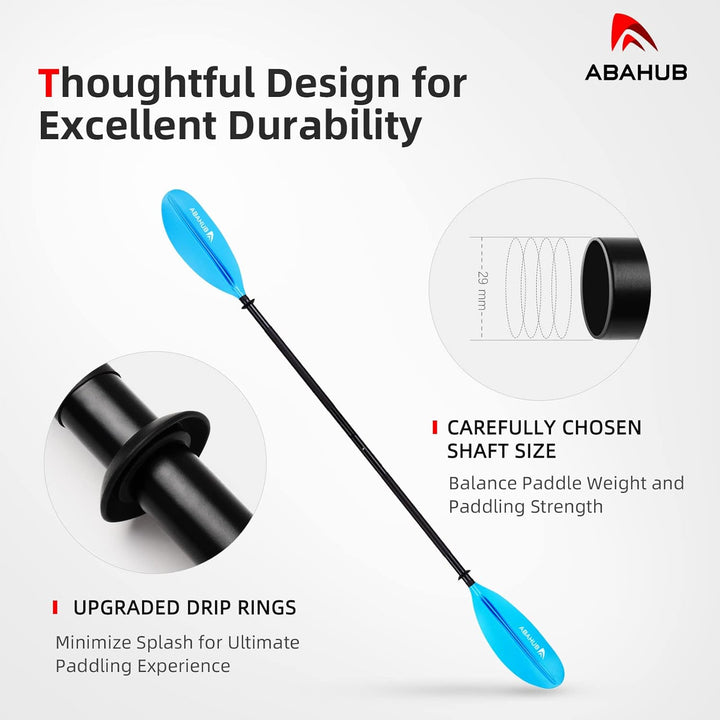 Abahub 218/230/241cm Kajak Paddel Aluminium Doppelpaddel mit Paddelleine für Kajakfahren Ruderboot K