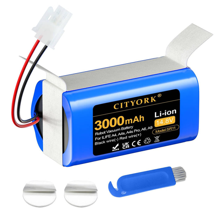 CITYORK 3000mAh Akku für Zaco iLifeA4, A4s, A4s Pro, V7, V7S, V7 Plus/Pro, A6, A7, A8, A9, A10, A10