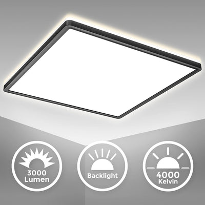 B.K.Licht - Deckenlampe mit indirektem Licht, ultraflach, neutralweisse Lichtfarbe, LED Panel, LED D