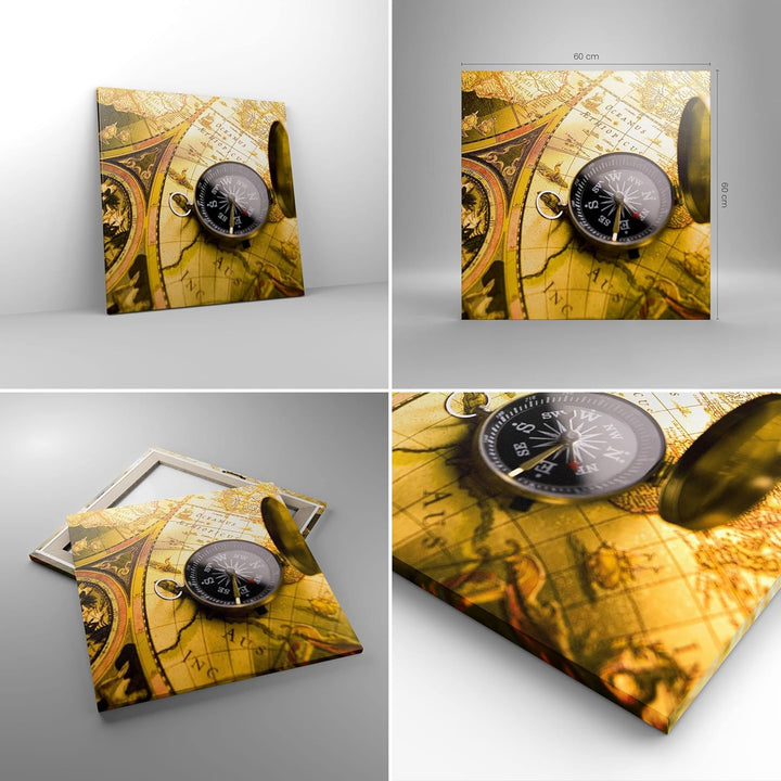 Bilder auf Leinwand Abstrakt kommunikation kompass erde Leinwandbild 60x60cm Wandbilder Dekoration W