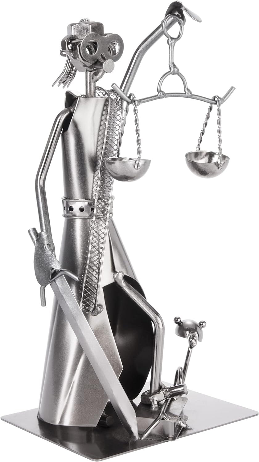 BRUBAKER Schraubenmännchen Justitia mit Schlange und Waage - Jura Eisenfigur Metallmännchen - Handar