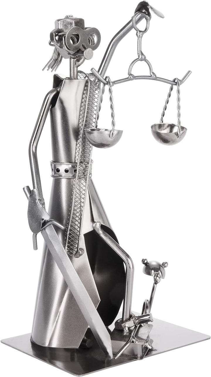 BRUBAKER Schraubenmännchen Justitia mit Schlange und Waage - Jura Eisenfigur Metallmännchen - Handar