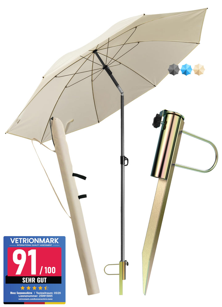 4smile Sonnenschirm Strand SunnyJoy Modern im 3er-Set, Beige - Strandschirm windfest stabil 180 cm +