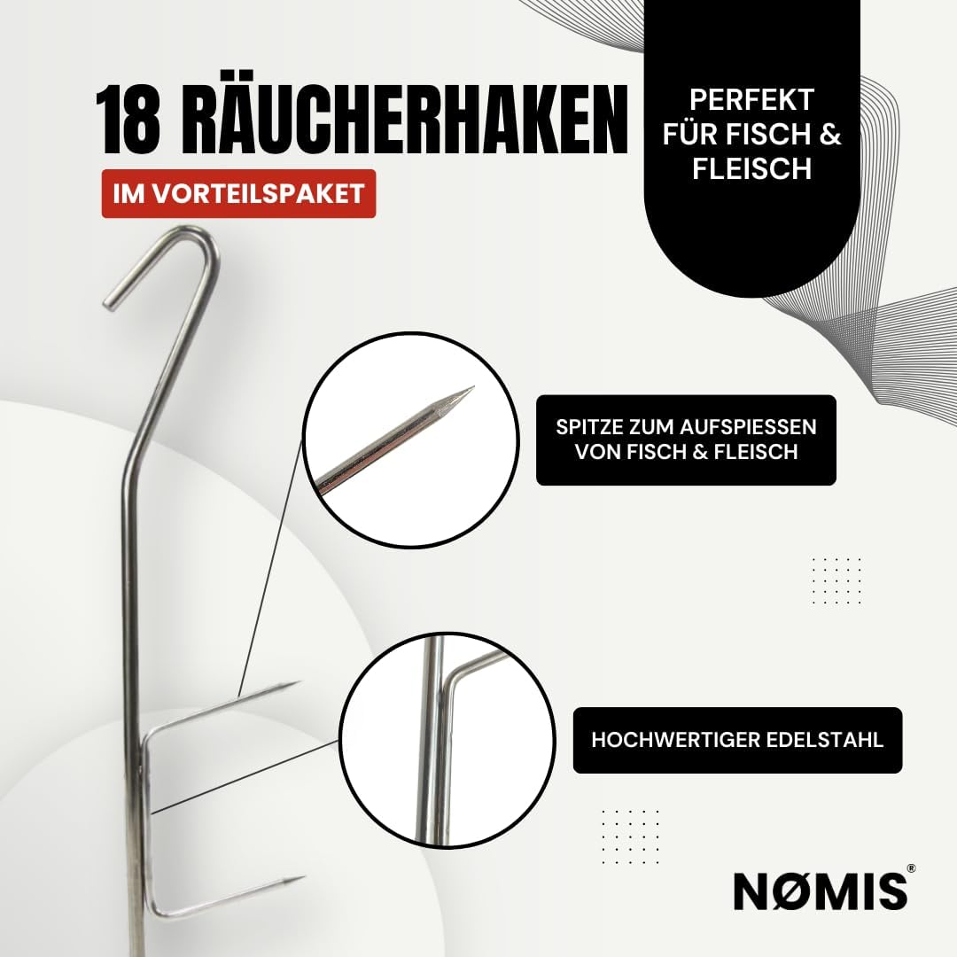 Räucherhaken Set | Fleischerhaken Edelstahl für Fisch und Fleisch | Edelstahl Räucherhaken Forelle,