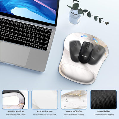 TECKNET Mauspad mit Handauflage, Gelkissen Mousepad und Ergonomische Memory Foam Tastatur Handgelenk