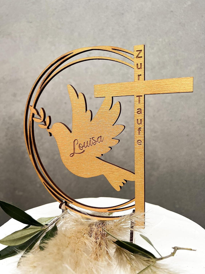 Cake Topper Taufe Gold; Kommunion; Konfirmation; Tortentopper; Glaube; Kuchentopper; Kuchen Topper;