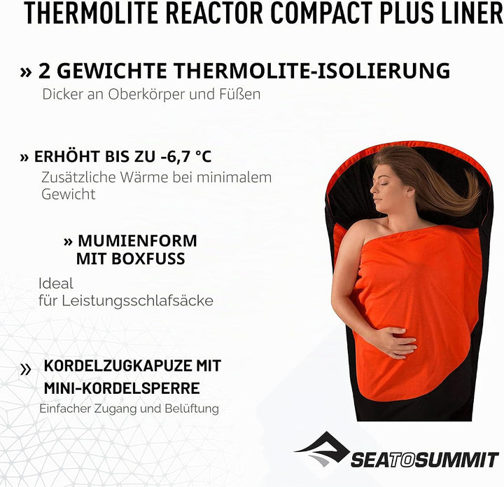 Sea to Summit Hüttenschlafsack Reactor Compact Plus 90 x 183 cm cm, 90 x 183 cm cm