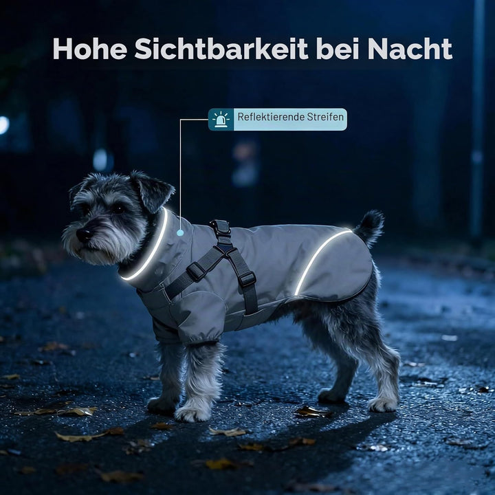 Hunderegenmantel mit Reissverschluss, wasserdichte reflektierende Regenjacke für Welpen, Regenmantel