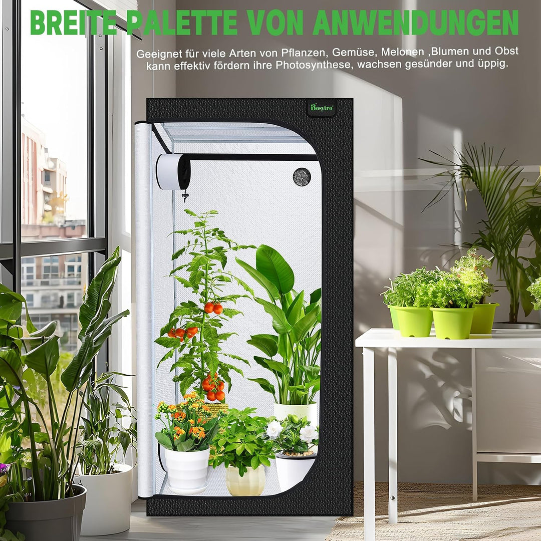 Grow Zelt, Grow Tent 100x100x200CM, Growschrank für Hydrokulturen, Abnehmbaren Boden Tablett, Hochre