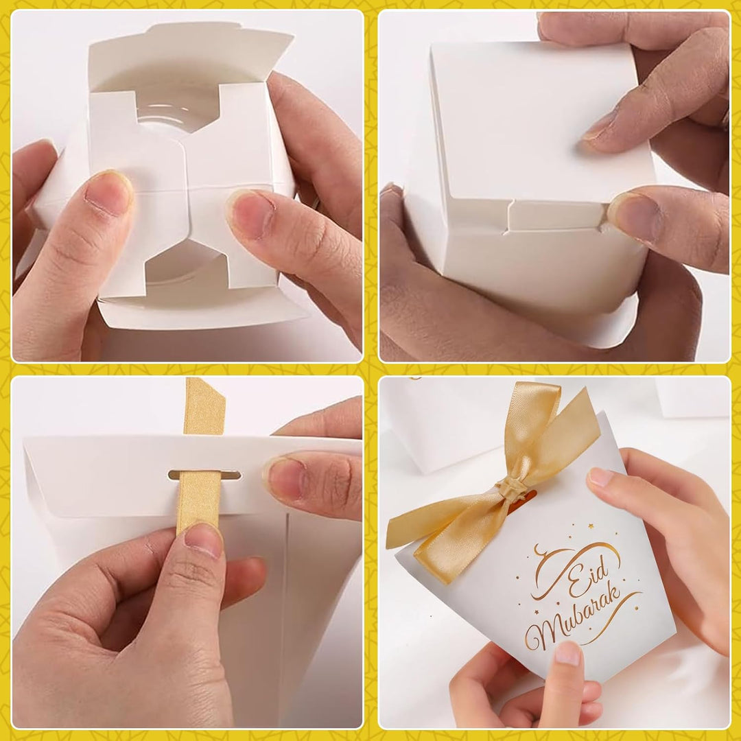 SEKESOER Set mit 24 Eid Mubarak Geschenktüten für Ramadan - Festliche Muslimische Geschenktüten mit