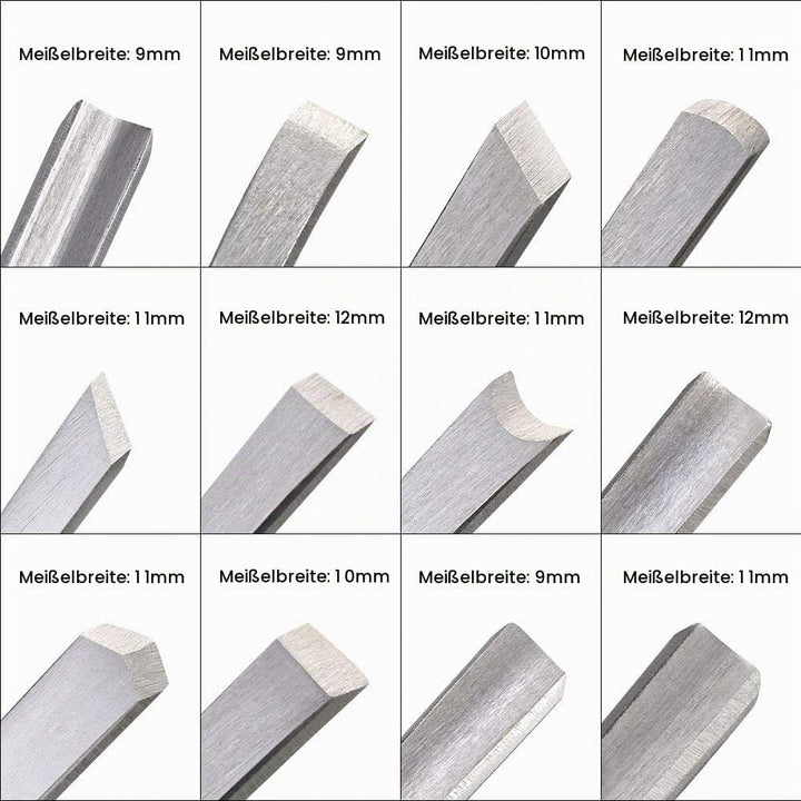 flintronic Stechbeitelsatz, 12-teilig Holzgriff &amp; Werkzeyt, Holzmeisselset, Tranchiermesser Holzschn